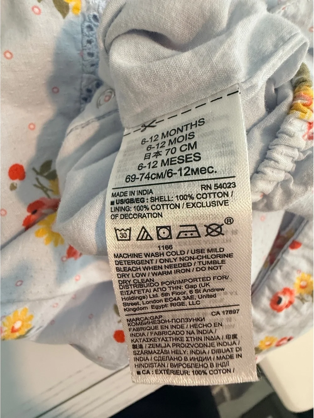 GAP Baby 6-12 Months Floral Cotton Romper